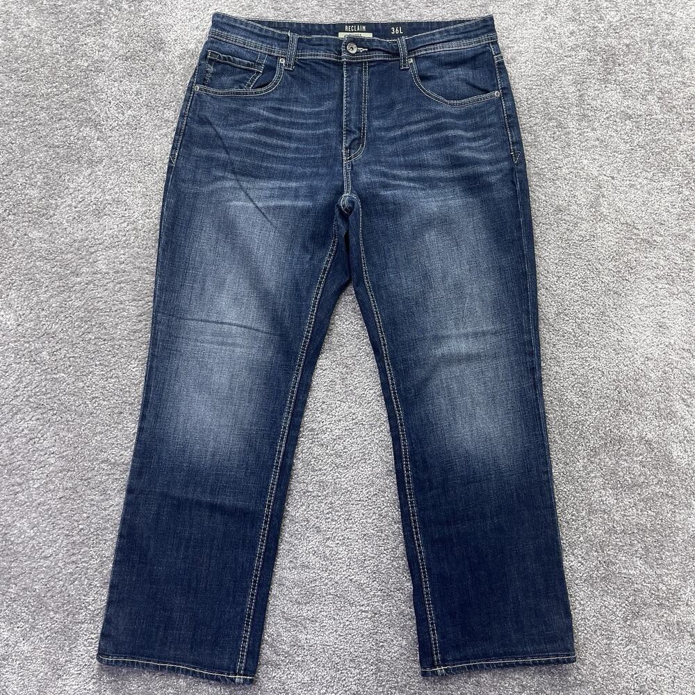 Reclaim Jeans Mens 36x30 Blue Denim Relaxed Loose Baggy HEMMED BKE BRL905
